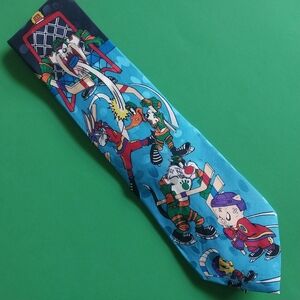Vintage 90s Looney Tunes Golfer Mens Necktie Bugs Bunny Taz Daffy Cartoon Gift
